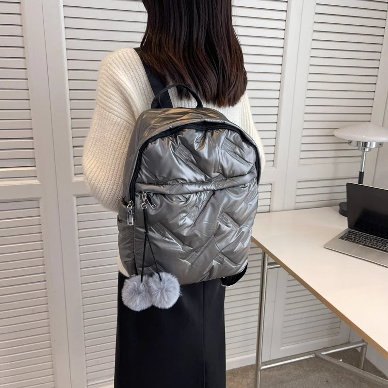 Ruched Nylon Backpack with Pendant Light
