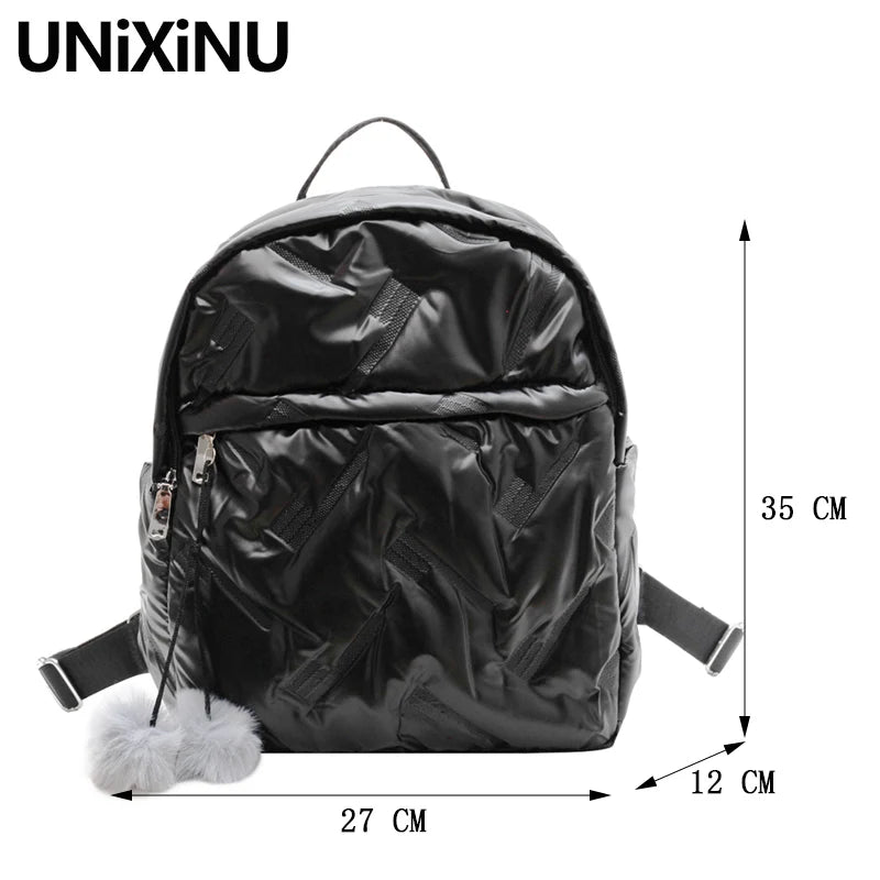 Ruched Nylon Backpack with Pendant Light