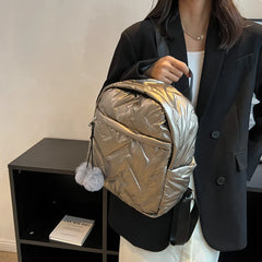 Ruched Nylon Backpack with Pendant Light
