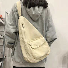 Canvas Women's Shoulder Bag Teenage Students Chest Messenger Bag