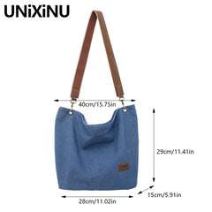 Minimalist Canvas Shoulder Bag Solid Large Capacity Girls Bags Casual Tote Handb