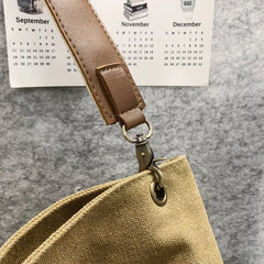 Minimalist Canvas Shoulder Bag Solid Large Capacity Girls Bags Casual Tote Handb