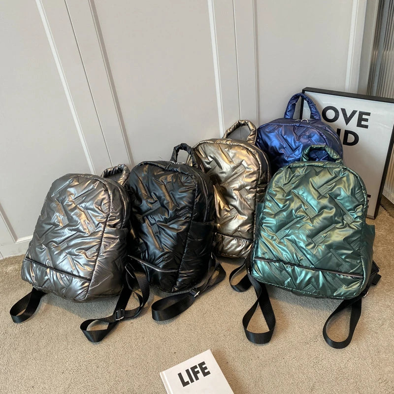 Fluffy Ruched Women's Backpack for School and Travel