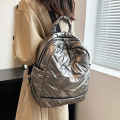 Fluffy Ruched Women's Backpack for School and Travel