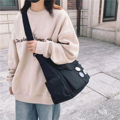 Women's Canvas Shoulder Bag Casual School Messenger Bag Female Tote Bag