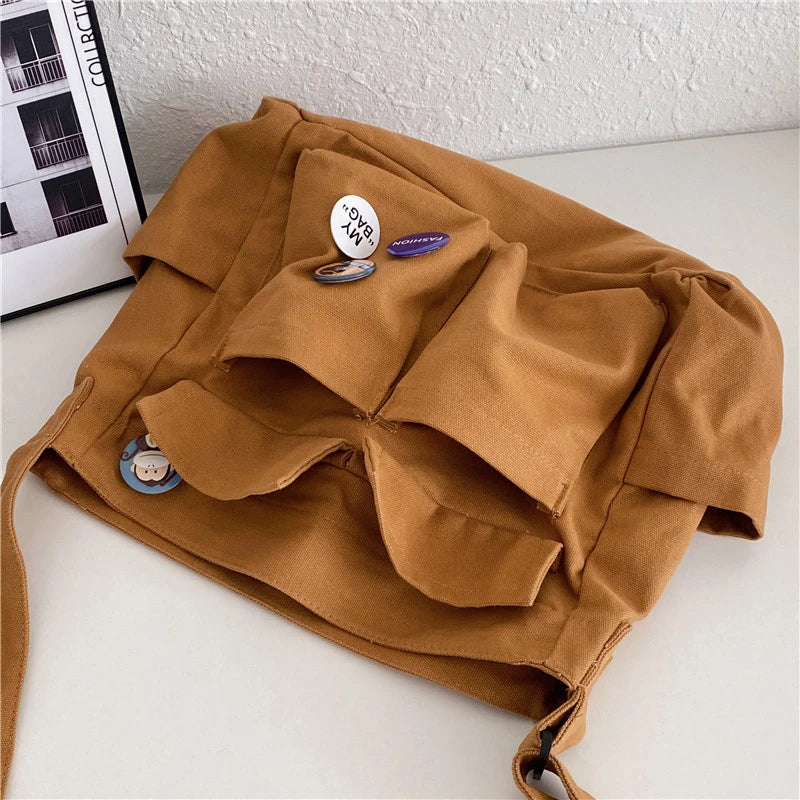 Women's Canvas Shoulder Bag Casual School Messenger Bag Female Tote Bag