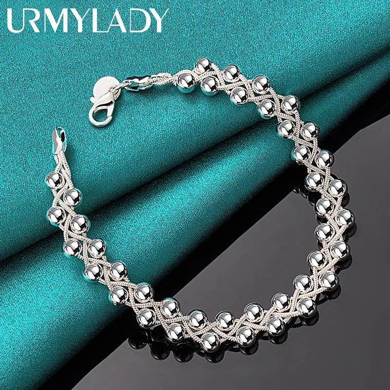 925 Silver Grape Ball Beads Bracelet Women's Wedding Charm Jewelry