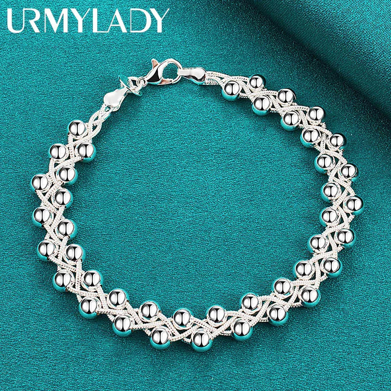 925 Silver Grape Ball Beads Bracelet Women's Wedding Charm Jewelry