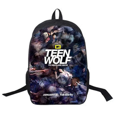 Teen Wolf Print USB Backpack School Bag Men Women Travel Laptop Shoulder Bags