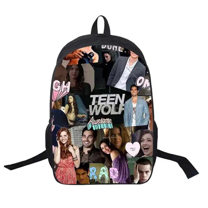 Teen Wolf Print USB Backpack School Bag Men Women Travel Laptop Shoulder Bags
