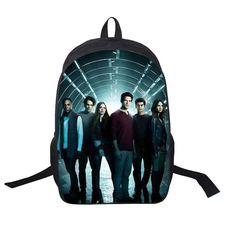 Teen Wolf Print USB Backpack School Bag Men Women Travel Laptop Shoulder Bags