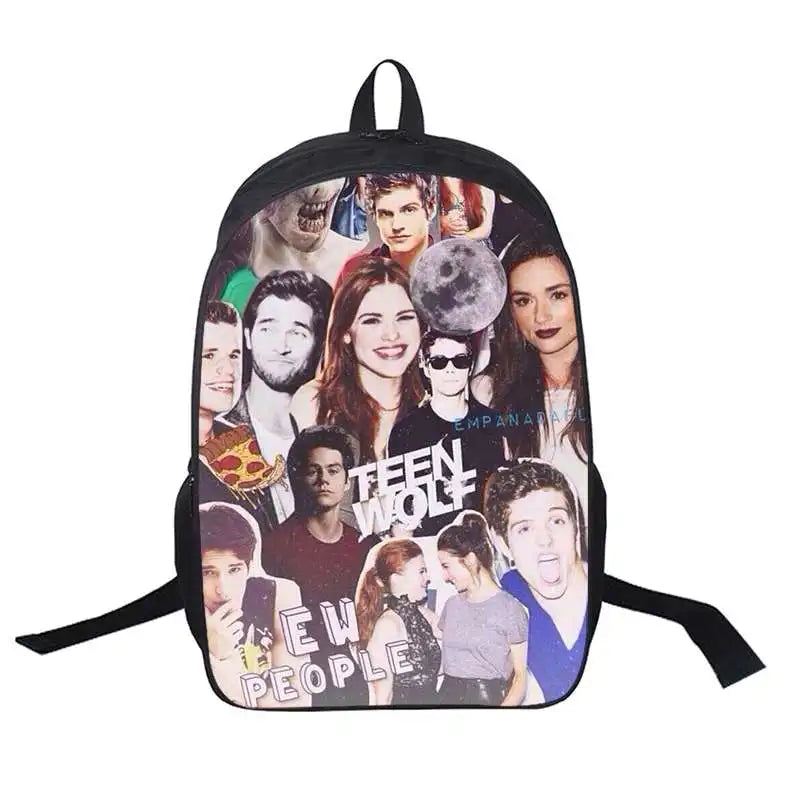 Teen Wolf Print USB Backpack School Bag Men Women Travel Laptop Shoulder Bags