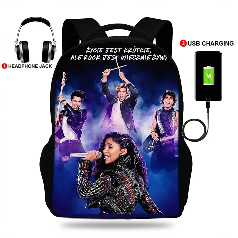 Movie Julie and the Phantoms USB Charge Backpack for Students Travel Rucksack