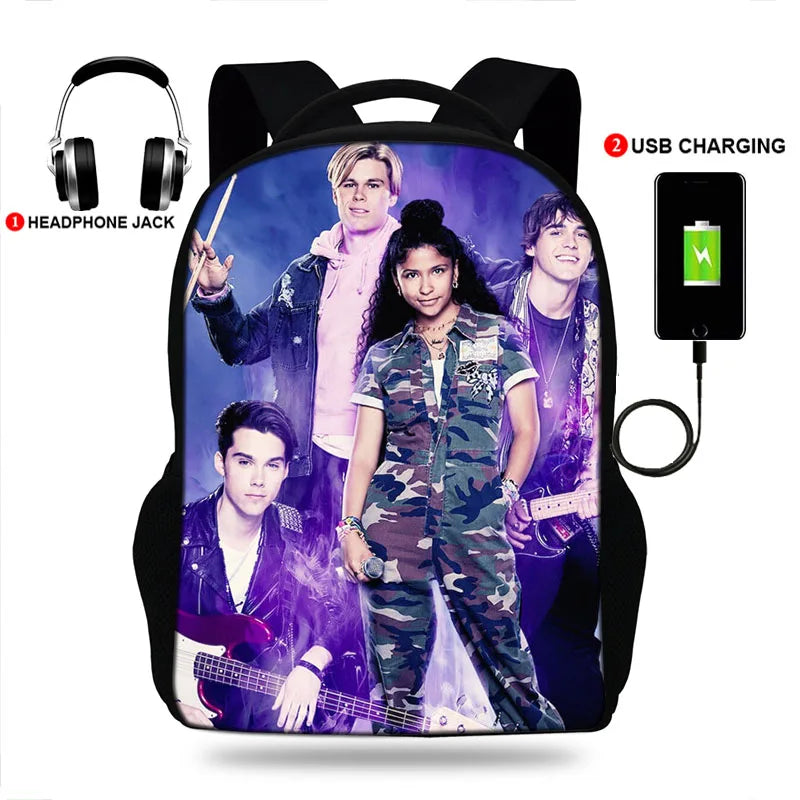 Movie Julie and the Phantoms USB Charge Backpack for Students Travel Rucksack