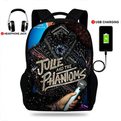 Movie Julie and the Phantoms USB Charge Backpack for Students Travel Rucksack