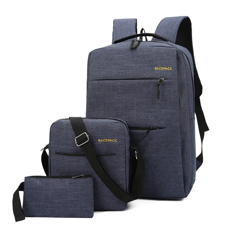 USB Charging Men's Bag Casual Multifunctional Backpacks 3 Sets