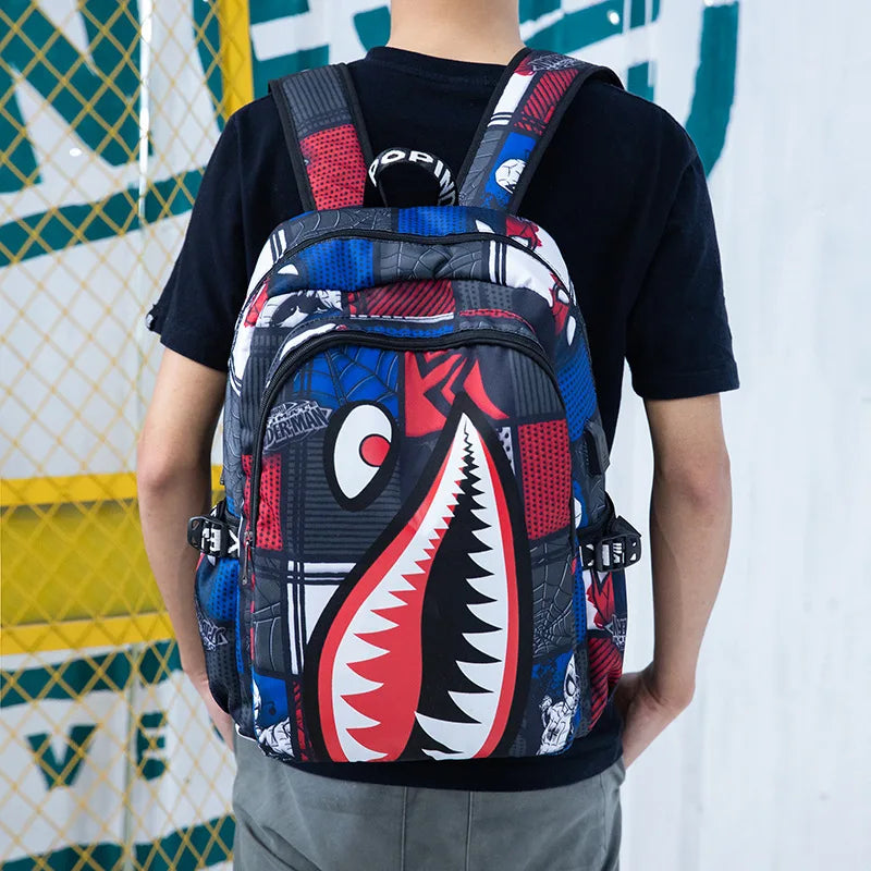 USB Charging Lightweight Shark Schoolbag For Boy