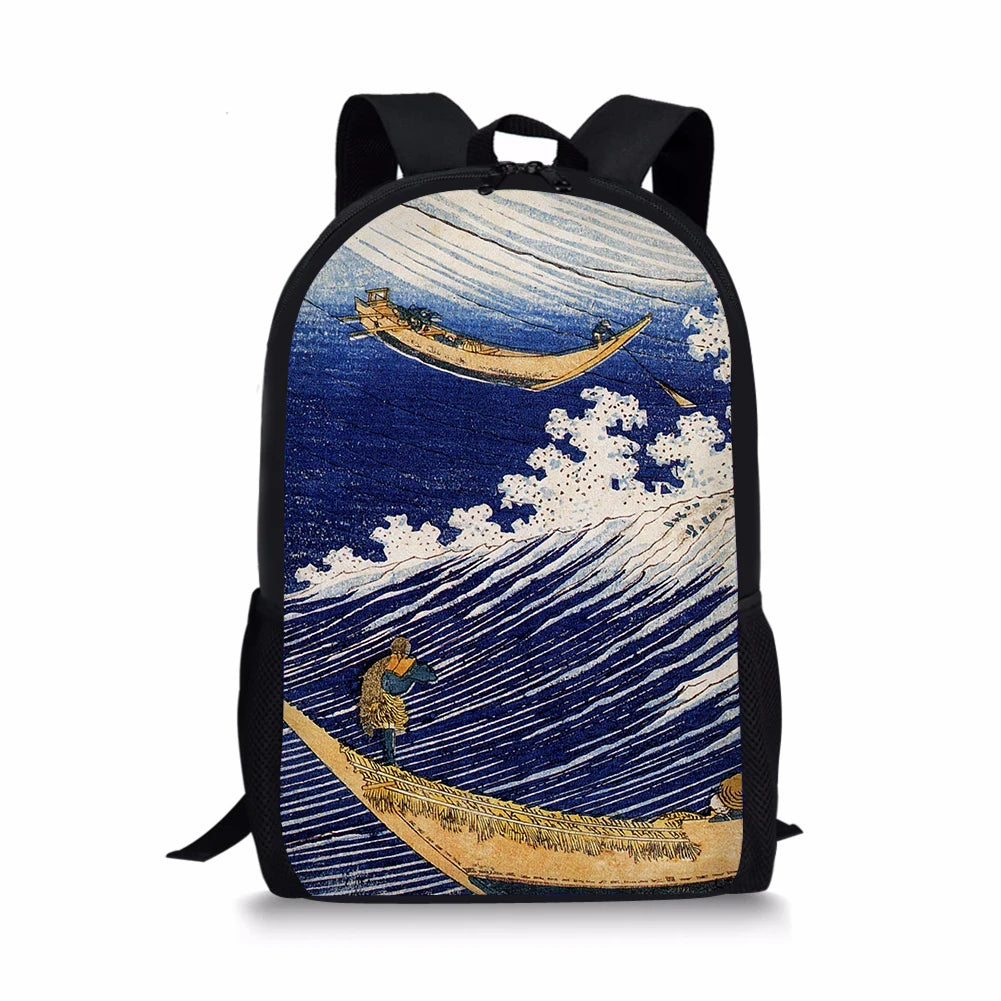 Ukiyoe Element School Backpacks for Teenager