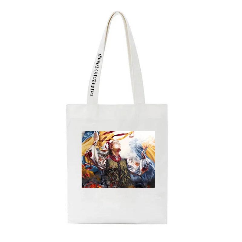 Ukraine Print Canvas Bag Women's Shoulder Bag Large Capacity Shopping Shopper
