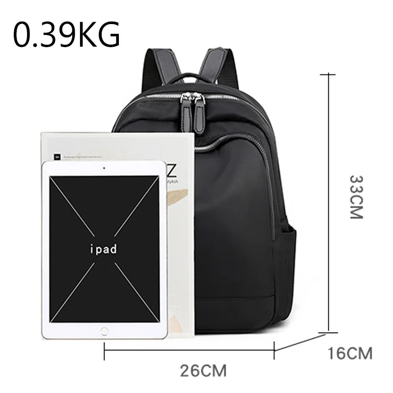 Water-Repellent Nylon Women's Backpack - Casual Large-capacity Schoolbags