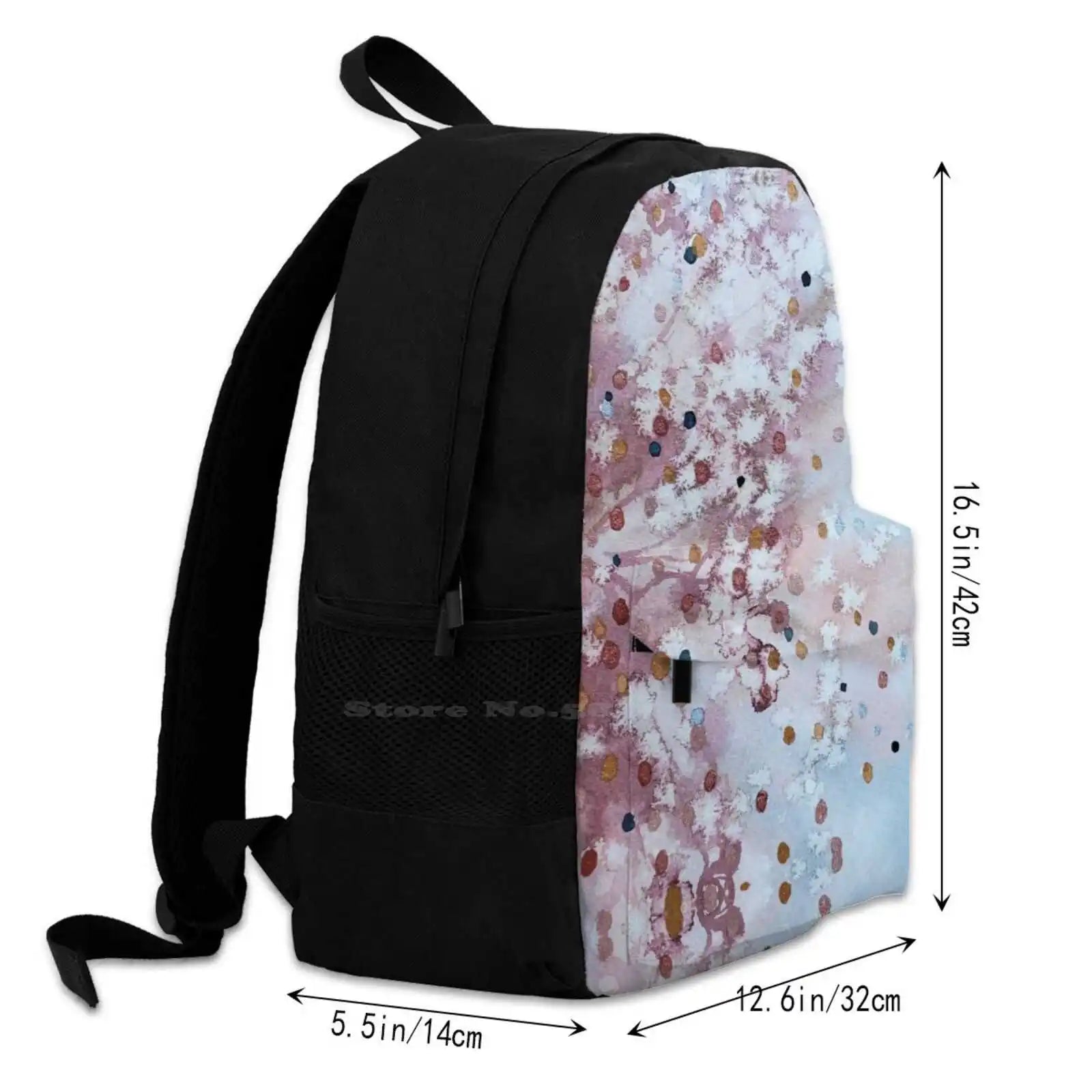 Abstract Watercolor Polka Dots and Bronze Dots Pink Abstract Backpack