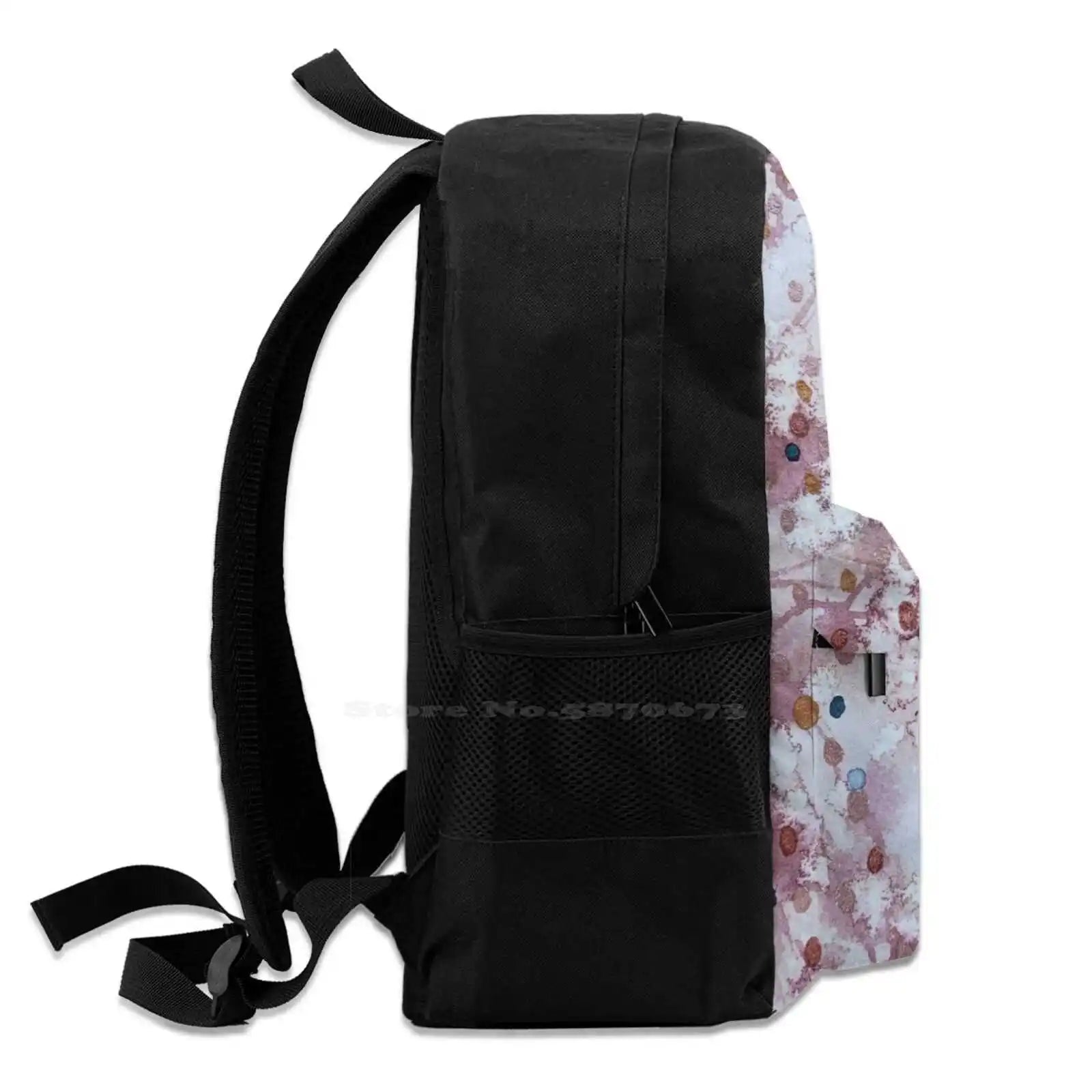 Abstract Watercolor Polka Dots and Bronze Dots Pink Abstract Backpack