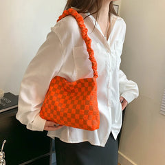 Large Capacity Plaid Shoulder Bag for Women