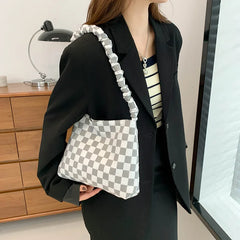 Large Capacity Plaid Shoulder Bag for Women