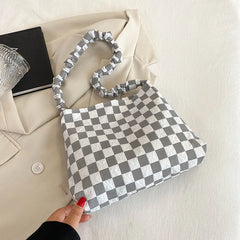 Large Capacity Plaid Shoulder Bag for Women