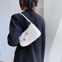 Women's Butterfly Chain Shoulder Bag Leather Hobo Clutch