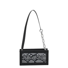 Snake Print Square PU Leather Shoulder Bag for Women