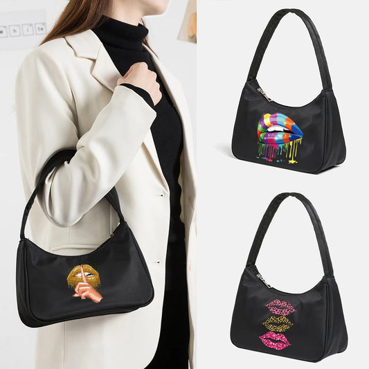 Lips Print Pattern Shopping Tote Women Handbags Shoulder Bag