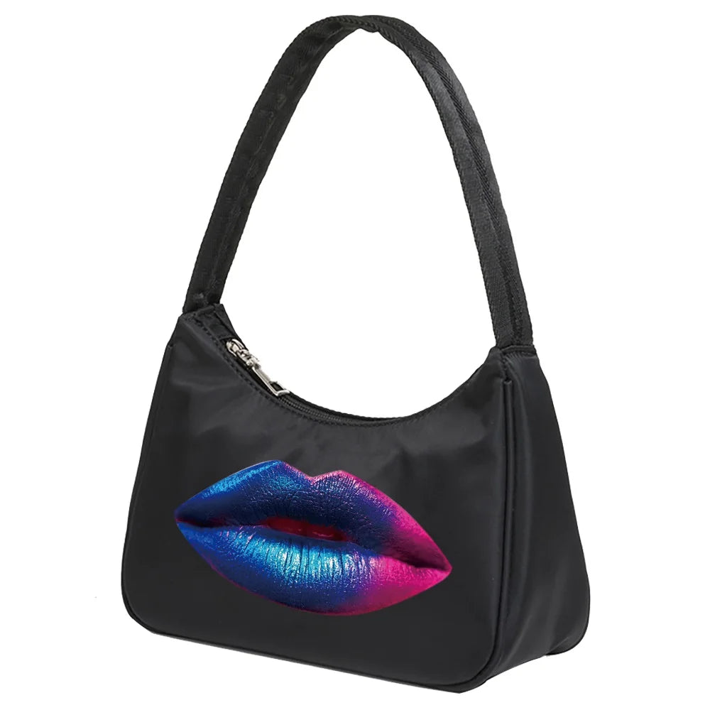 Lips Print Pattern Shopping Tote Women Handbags Shoulder Bag