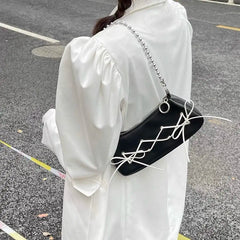 Women Handbag Criss-cross Bandage Ins Harajuku Girls Popu