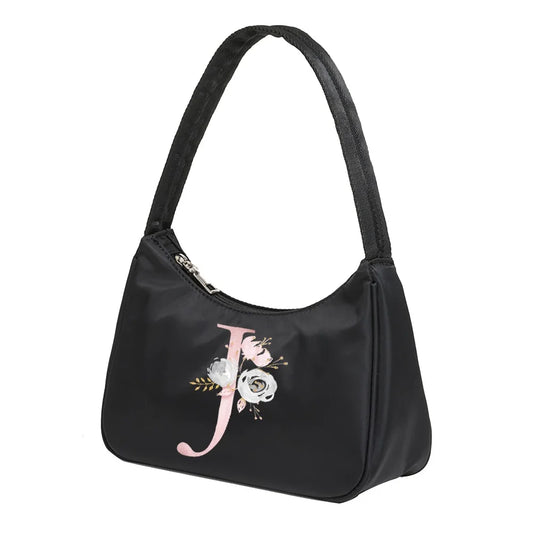 Pink Letter Print Shoulder Underarm Bag Casual Chain Small Handbag