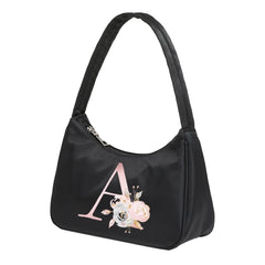 Pink Letter Print Shoulder Underarm Bag Casual Chain Small Handbag