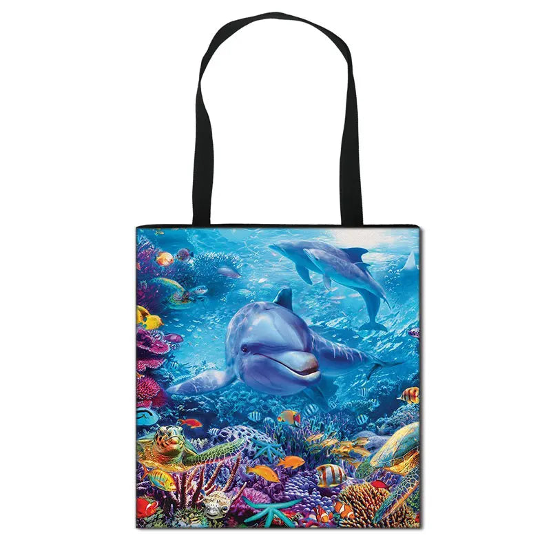 Undersea Word Print Totes Bag Women Handbag