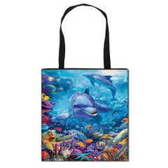 Undersea Word Print Totes Bag Women Handbag