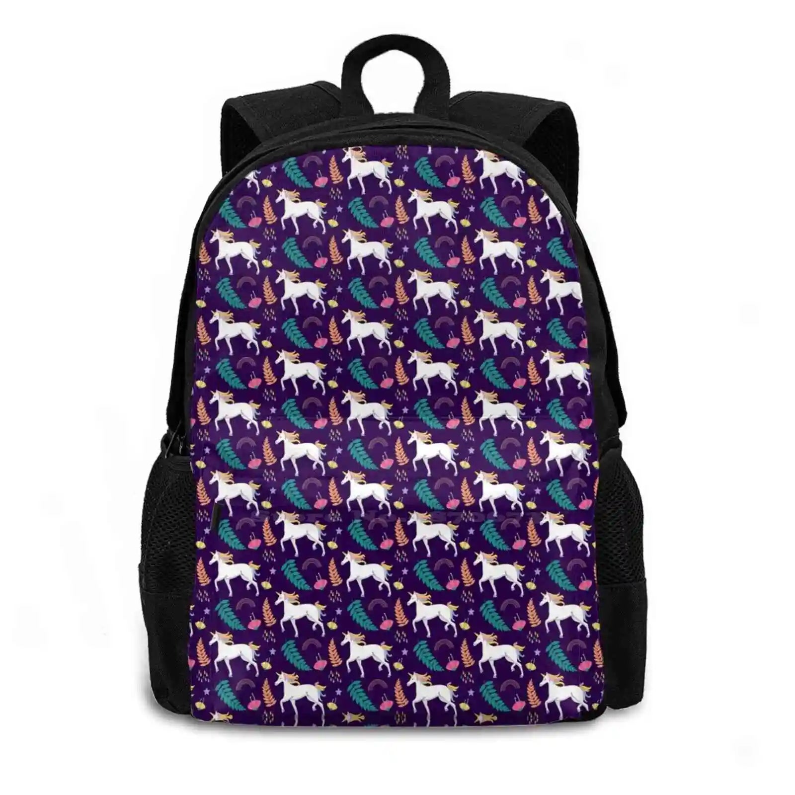 Unicorn And Flowers Laptop School Bag Magical Unicorns
