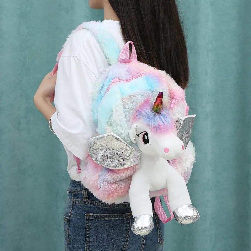 Unicorn Backpack Plush Cartoon School Bags For Girls Kids Small Backpack
