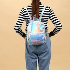 Unicorn Kids Bag For Girls Small Backpack Silver Holographic Bag