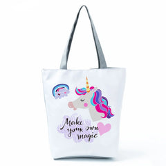 Unicorn Letter Cloud Printed Handbag for Women's Office