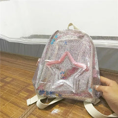 Unicorn PVC Transparent Backpack for Kids Plush Kindergarten School Bag