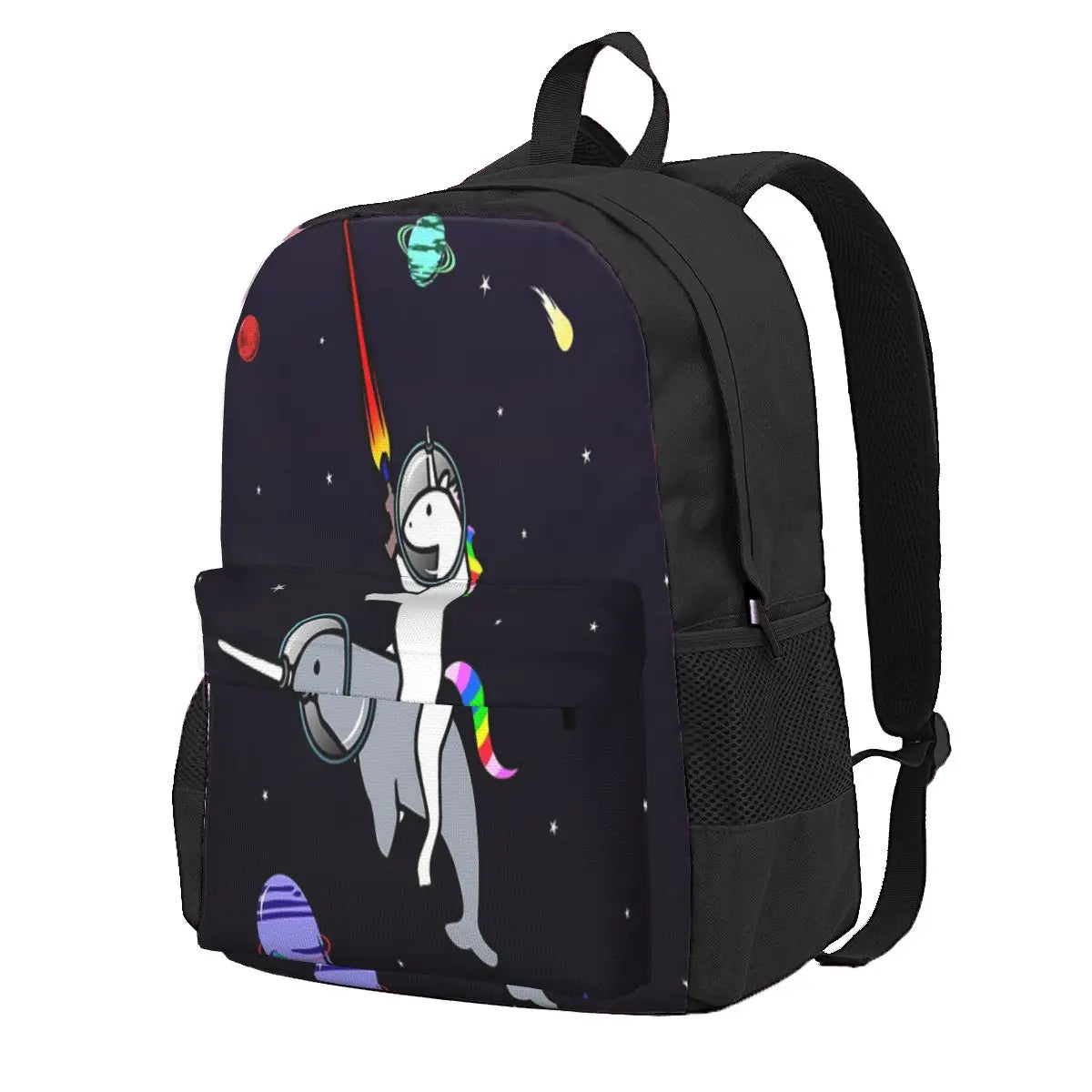 Unicorn Riding Narwhal In Space Backpacks Men's Backpacks Bags For Women