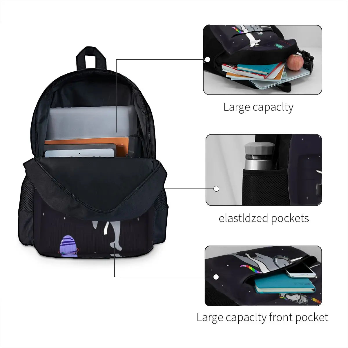 Unicorn Riding Narwhal In Space Backpacks Men's Backpacks Bags For Women