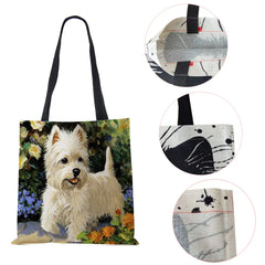 Westie Dog Painting Eco Linen Tote Bag