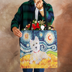 Westie Dog Painting Eco Linen Tote Bag