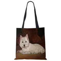 Westie Dog Painting Eco Linen Tote Bag