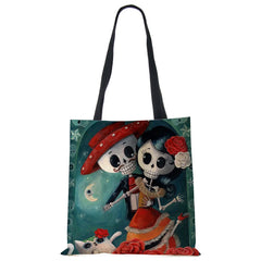 Sugar Skull Print Tote Bag Women Shoulder Handbag Large Capacity Foldable Lady