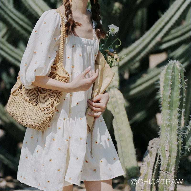 Vintage Macrame Hollow Out Cotton Beach Bag Tote Boho Shoulder Bag